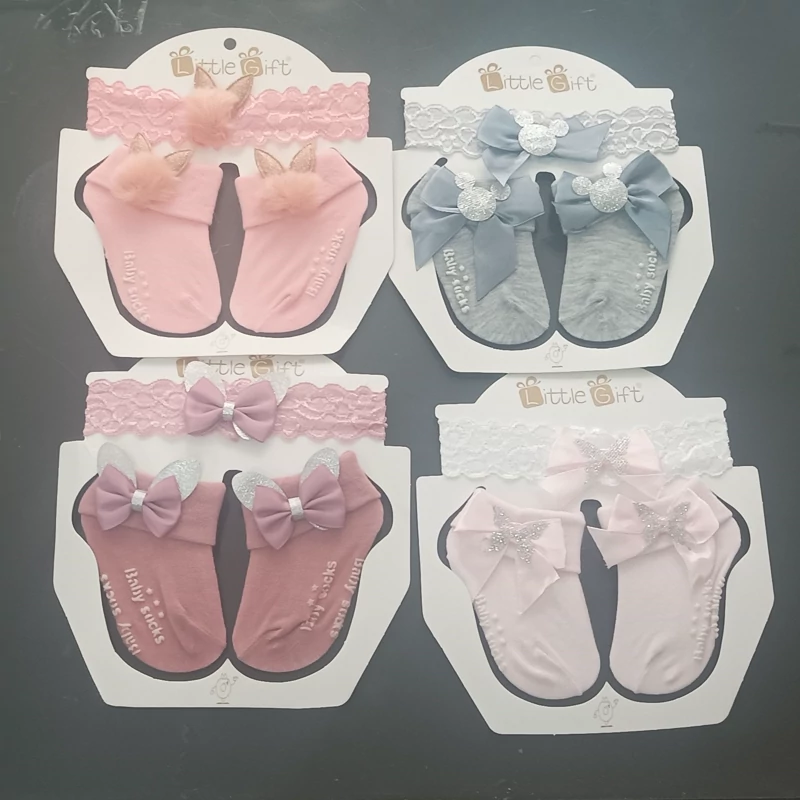 سیسمونی نوزاد هدبند و جوراب دخترانه لیتل