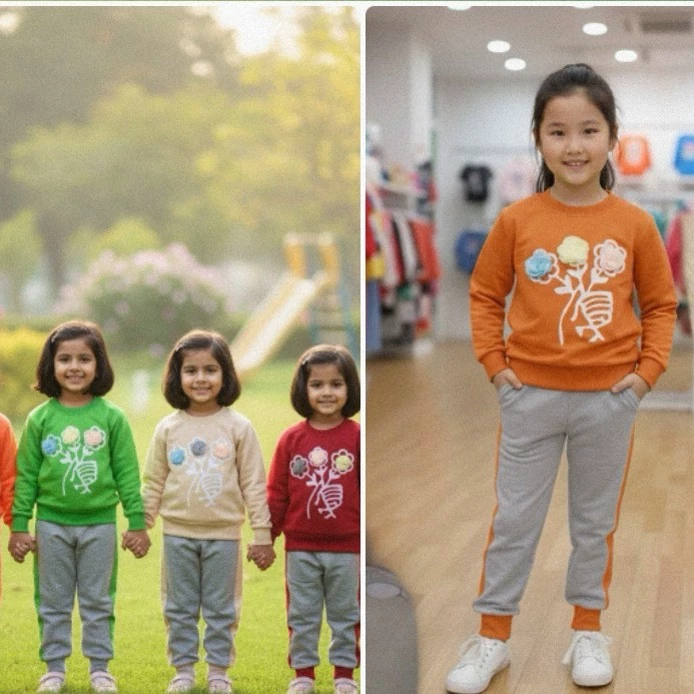 بلوز شلوار دخترانه طرح سه گل